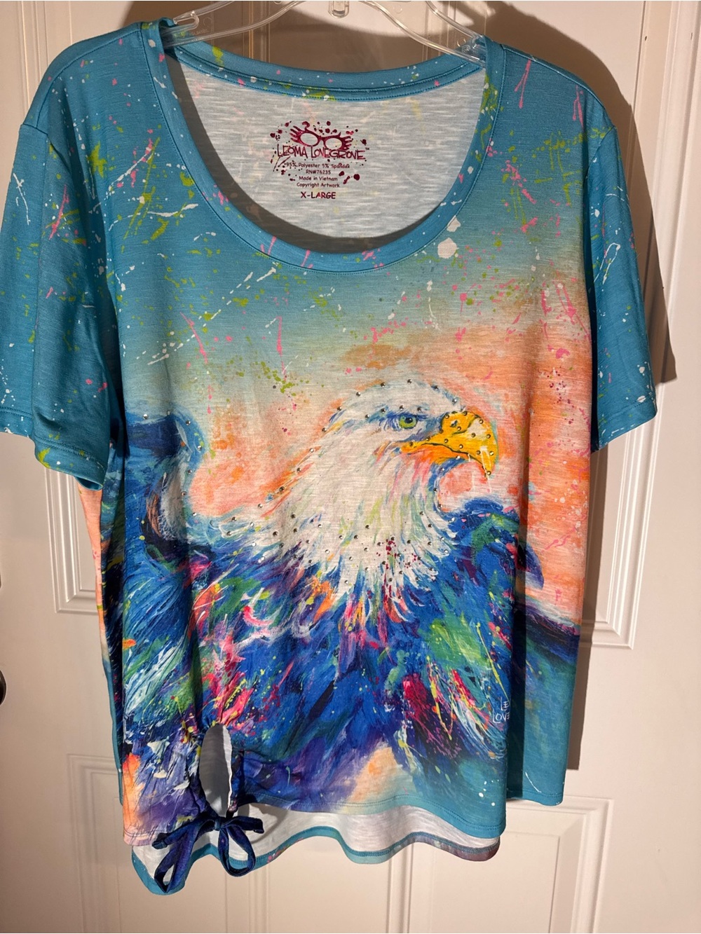 Leoma lovegrove Eagle Graphic Short Sleeve Tee with Tie Detail